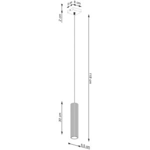 SOLLUX LIGHTING Carbon hanglamp, wit, Ø 6 cm, aluminium