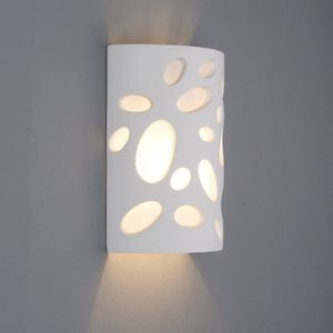 Lindby - wandlamp - 1licht - gips, metaal, kunststof - H: 22.5 cm - E14 - wit