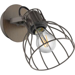 EGLO Wandlamp Sambatello, 1-lamp, bruin/zilver