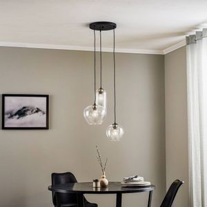 Argon Hanglamp Kaja 3-lamps, glazen kap helder