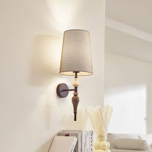 Lindby wandlamp Haldorin, grijs/zwart, textiel, 58 cm