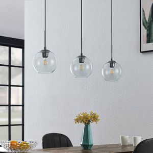 Lindby Firano hanglamp van glas, 3-lamps, lang