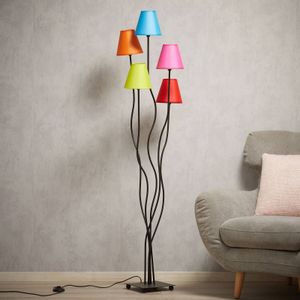 Näve Vloerlamp van textiel Colori 5-lamps multicolor