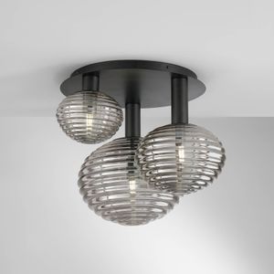 Eco-Light Ripple plafondlamp, zwart/rookgrijs, 3-lamps