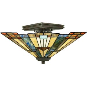 QUOIZEL Plafondlamp Inglenook met bont glas