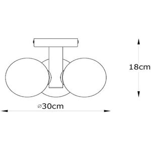 Lucide Badkamer-plafondlamp Trudy, 3-lamps, zwart/rook