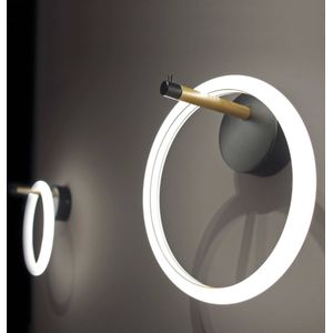 Marchetti LED wandlamp Ulaop, één ring, zwart