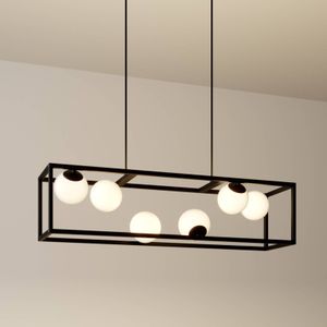 Lindby - Hanglampen - 6 lichts - ijzer, glas - G9 - zwart, wit