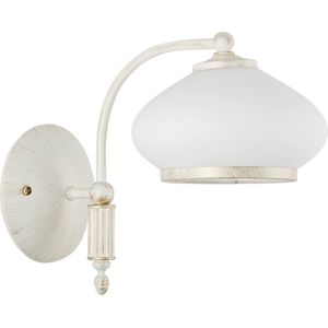 Alfa Wandlamp Astoria met glazen kap, wit