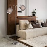 FISCHER & HONSEL Vloerlamp Cozy, 2-lamps, sits, nikkel/grijs