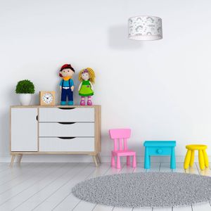 Eko-Light Hanglamp Unicorn, wit, met eenhoorn-motief