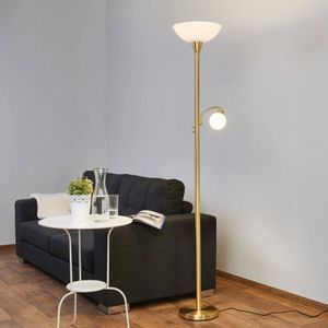 Lindby vloerlamp Elaina, leeslampje, messingkleurig, 183cm E27