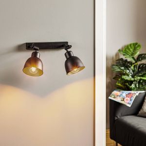 Euluna Wandlamp Emoti, 2-lamps, zwart