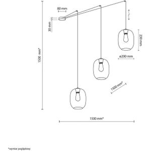 TK Lighting Hanglamp Elio, glas, bruin/helder/grijs, 3-lamps, decentraal