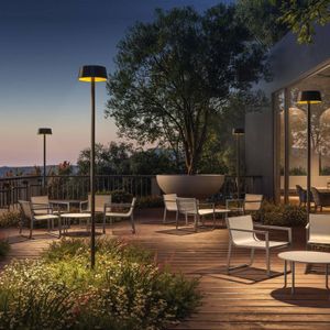 Outsunny solar tuinlantaarn met 3-lampen lantaarn solar lantaarn padverlichting met LED 120 lumen IP44 201 RVS zwart 51,5 x 47 x 182,5 cm