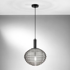 Eco-Light Ripple hanglamp, zwart/rookgrijs, Ø 32 cm