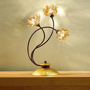 Kögl Bloemvormige tafellamp Fiorella, amber kristal
