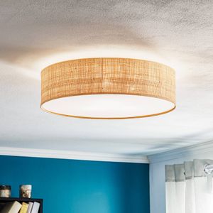 Eko-Light Plafondlamp Leano beige rond van rotan