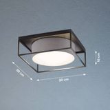 FISCHER & HONSEL Plafondlamp Carre 60x60cm stoffen kap grijs