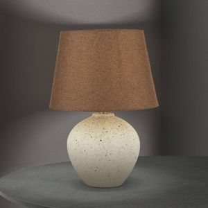 ORION Masai tafellamp, crème/bruin, hoogte 46,5 cm, keramiek/linnen