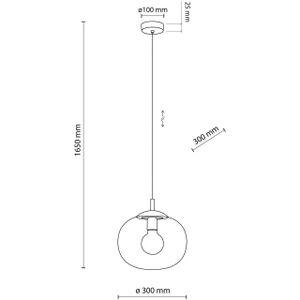 TK Lighting Vibe hanglamp, helder glas, Ø 30 cm