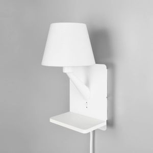 Trio Lighting Wandlamp Comfort, mat wit, metaal, stekker, E14