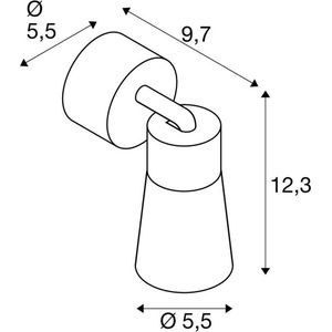 SLV - Puri 2.0 Cone - Plafondlamp - Grijs - Aluminium, Ø 5 cm, Extern Dimbaar, GU10, 1 x 6 W LED