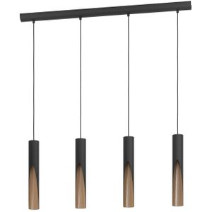 EGLO LED hanglamp Barbotto in zwart/eiken, 4-lamp