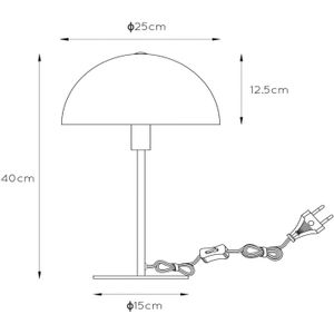 Lucide Stalen tafellamp Siemon, Ø 25 cm, okergeel