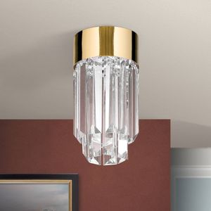 ORION LED plafondlamp Prism, kristalglas, Ø10cm, goud