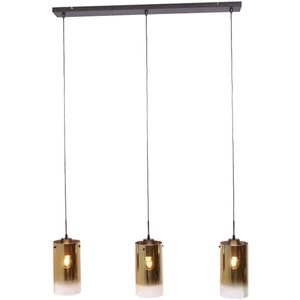 Freelight Ventotto hanglamp, zwart/goud, lengte 105 cm, 3-lamps glas
