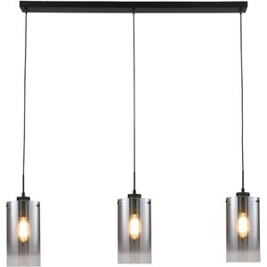 Freelight Ventotto hanglamp, zwart/rook, lengte 105 cm, 3-lamps.