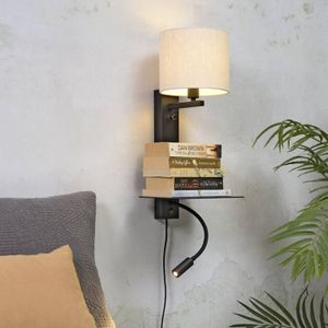 It's About RoMi Wandlamp Florence - Naturel/Zwart - 24x22x52cm - Binnen Modern,Scandinavisch