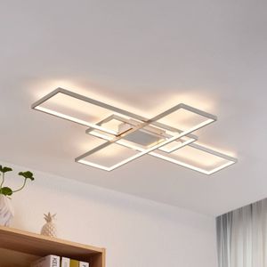 Lindby LED plafondlamp Tetson, nikkelkleurig, dimbaar