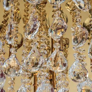ORION Plafondlamp Celeste met K9 kristallen, Ø45cm, goud
