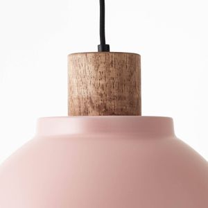 Brilliant Hanglamp Erena met houtdetail, lichtroze