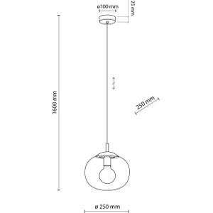 TK Lighting Vibe hanglamp, helder glas, Ø 25 cm