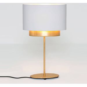 Holländer Tafellamp Mattia, ovaal, dubbel, wit/goud