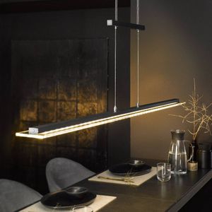 FISCHER & HONSEL Tenso LED hanglamp, zwart, 135 cm, metaal, CCT, dimmer