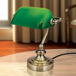 ORION Zora - bankier tafellamp met groene glazen kap