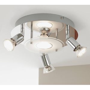 Briloner Orna plafondlamp, rondel, 4-lamps, chroom