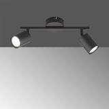 FISCHER & HONSEL LED plafondspot Vano zwart, 2-lamps