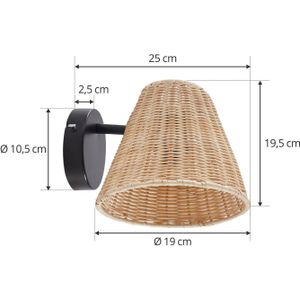 Lindby Zyralia wandlamp met rotan kap