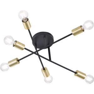 Trio Lighting 6-lamps plafondlamp Cross in zwart-goud