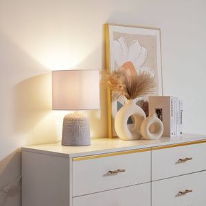 Lindby tafellamp Thalassia, wit, Ø 26 cm, keramiek