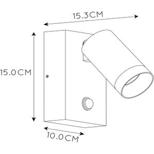 Lucide Wandspot Taylor Sensor, 1-lamp zwart