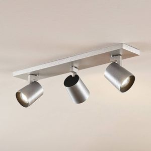 Arcchio Iavo plafondspot, hoekig, alu, 3-lamps Arcchio, dimbaar, alu / grijs / zink, Keuken, metaal, Modern, buitenspot