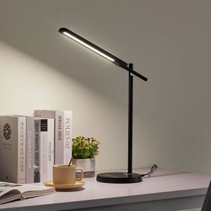 LED-bureaulamp Valtorin Lindby, dimbaar, zwart, Werkkamer / Kantoor, Kunststof, Modern, LED bureaulamp