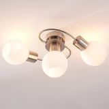 Lindby - Plafondlampen - 3 lichts - glas, metaal - H: 17.5 cm - E14 - wit, gesatineerd nikkel