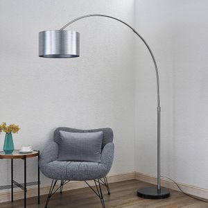 Lindby Dexin boogvloerlamp, zilver metallic